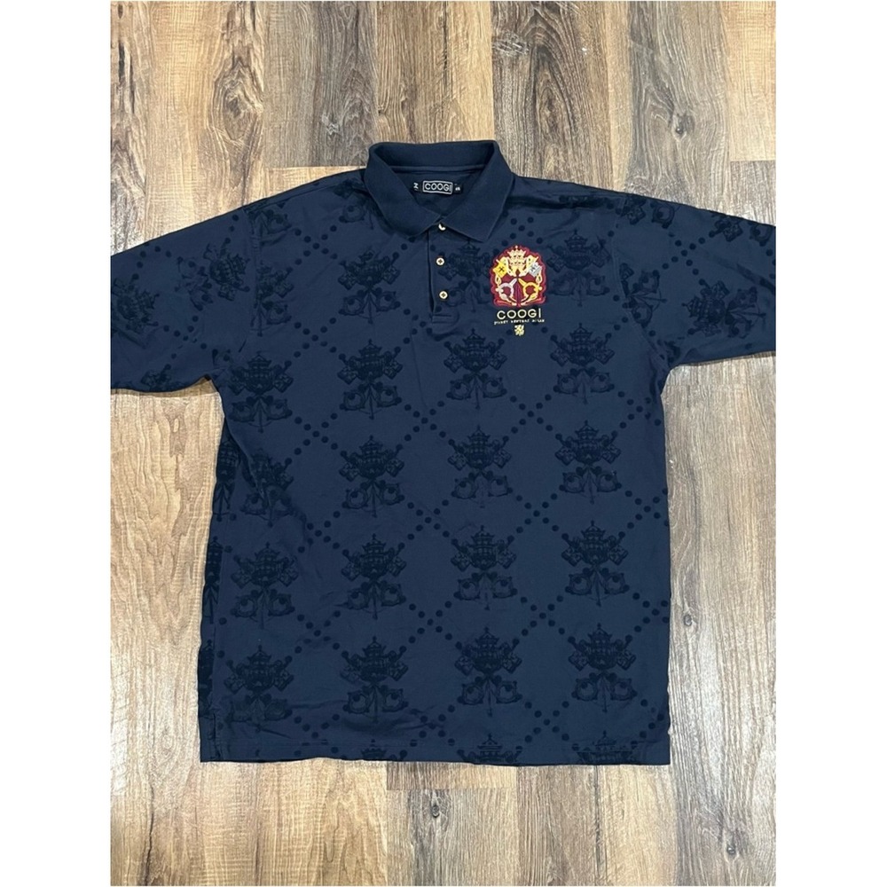 Coogi Polo Shirt Mens 4XL Navy Blue Embroidered Short Sleeve Vintage Y2K Design